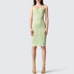 Finesse green groovy sweater midi dress
